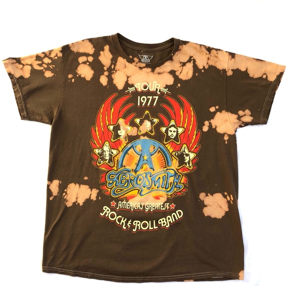 Rag Doll Merchandising Other - Aerosmith Tie Dye Band Tee Men's Size Large 1977 Tour Rock & Roll Band T-Shirt